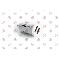 зарядний пристрій від прикур. 12Atelie  2USB  2.1А, круглий білий, Євро  компакт