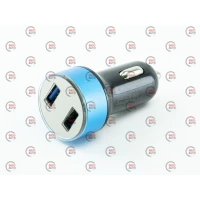 зарядний пристрій від прикур.  2USB  3.1А круглий чорний, LED дисплей, В-метр, Євро