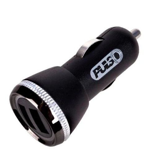 зарядка от прикуривателя Voin  2USB  2.4А, круг рифленный черный, Евро