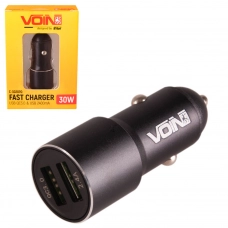 зарядний пристрій від прикур. Voin  2USB  3.0А/5В, 2.0А/9В, 1.5А/12В QC + 2.4А/5В, круглий чорн.Єв