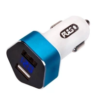 зарядний пристрій від прикур. Voin  2USB  2.4А, зірка, LED дисплей, В-метр, А-метр, Євро