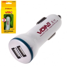 зарядка от прикуривателя Voin  2USB  2.1А белый, удлиненный Евро/ВАЗ