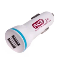 зарядка от прикуривателя Voin  2USB  2.1А белый, удлиненный Евро/ВАЗ