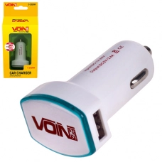 зарядний пристрій від прикур. Voin  2USB  2.4А овальний білий, Євро