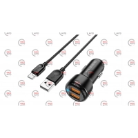 зарядка от прикуривателя Borofone  2USB  3.0А черный,  QC 3.0 + кабель USB - Type C, 18W  Евро
