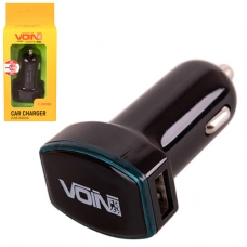 зарядний пристрій від прикур. Voin  2USB  2.4А овальний чорний, Євро