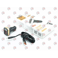 зарядка от прикуривателя Reddax  2USB  2.4А прямоугол. черный LED дисплей + кабель USB - Micro USB