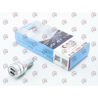 зарядка от прикуривателя Sertec  2USB, 2.1А круг черный/белый, Евро