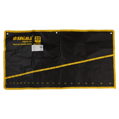 чохол для гайкових ключів 20 кишень 6-19, 21, 22, 24, 27, 30, 32 пласт. замки, двійн. тканина, ремен