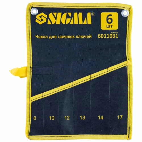 чехол для гаечных ключей   6 карманов 8, 10, 12, 13, 14, 17 пласт. замки, двойн. ткань, ремни
