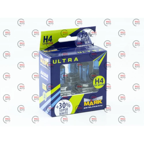 лампа H4 12V 60/55 (43) Маяк Super White+30% 4000K (2шт)