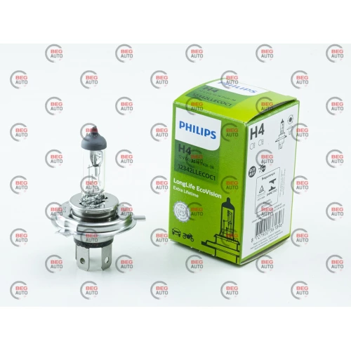 лампа H4 12V 60/55 (43) PHILIPS LongLife EcoVision