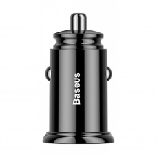 зарядка от прикуривателя Baseus  1USB + 1 USB Type-C PD  5.0А QC (30W), черный Евро