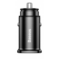 зарядка от прикуривателя Baseus  2USB 5.0А прямоугл. черный QC (30W), Евро