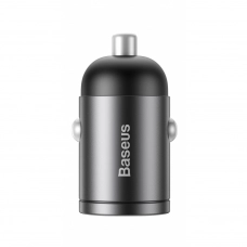 зарядка от прикуривателя Baseus  1USB 5.0А QC (30W), серый Евро