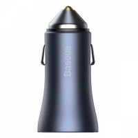 зарядка от прикуривателя Baseus  1USB + 1 USB Type-C PD  3.0А QC 40W серый + кабель Type-C - iPhone