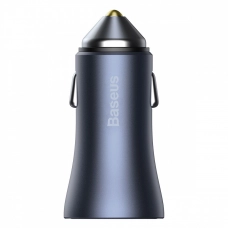 зарядка от прикуривателя Baseus  1USB + 1 USB Type-C PD  3.0А QC (40W), серый Евро