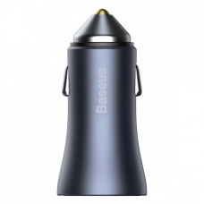 зарядка от прикуривателя Baseus  1USB + 1 USB Type-C PD  5.0А QC 40W серый + кабель USB - Type-C 1м