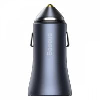 зарядка от прикуривателя Baseus  1USB + 1 USB Type-C PD  5.0А QC 40W серый + кабель USB - Type-C 1м