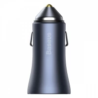 зарядка от прикуривателя Baseus  2USB SCP  5.0А QC 40W серый + кабель USB - Type-C 1м