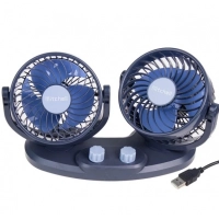 вентилятор подвійний 12 V (2 х d 5" - 12,7 см) на стійці, дві швидкості, USB Mitchell