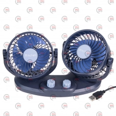 вентилятор подвійний 12 V (2 х d 5" - 12,7 см) на стійці, дві швидкості, USB Mitchell
