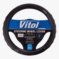 чехол руля  M  кожзам  (37 - 39 см)  черный Vitol  глянцевая вставка чехол руля  M  кожзам  (37 - 39 см)  черный Vitol  глянцевая вставка