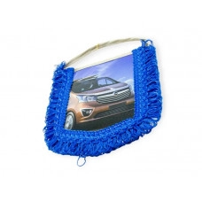 сувенир на зеркало "Вымпел Opel" прямоугольный (фото Буса, бахрома по бокам)