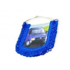 сувенир на зеркало "Вымпел Volkswagen" прямоугольный (фото Буса, бахрома по бокам)