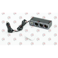 разветвитель прикур. 3 вых. 10А/120Вт, 2 USB 3.1А, провод 1,30м, Евро