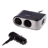 розгалужувач прикурювача 2 вих.   5А/  60Вт, 2 USB 2.1А, провід 0,60м, Євро