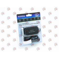 разветвитель прикур. 3 вых. 10А/120Вт, 2 USB 2.1А, провод 1,20м, Евро