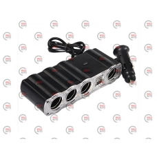 розгалужувач прикурювача 4 вих.   5А/  60Вт, 2 USB 1.0А, провід 0,60м, Євро