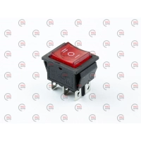 тумблер-кнопка герметична(30х25мм) 3пол. 6конт. червона 220V