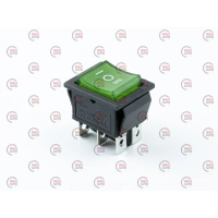 тумблер-кнопка герметична(30х25мм) 3пол. 6конт. зелена 220V