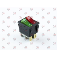 тумблер-кнопка герметичн.(30х25мм) 3пол. 6конт. красная+зеленая 220V
