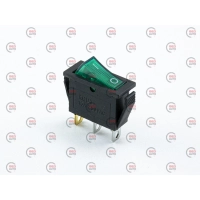 тумблер-кнопка (30х13мм) 2пол. 3конт. зелена 220V