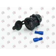 гнездо врезное 1 USB   2,1A  с вольтметром и подсветкой синей