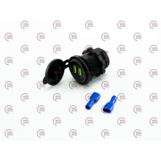 гнездо врезное 2 USB   "быстрая зарядка QC 3,0" с подсветкой синей