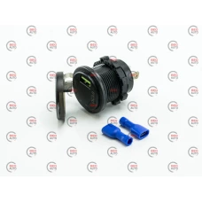 гнездо врезное 1 USB   "быстрая зарядка QC 3,0" 12-24В, вольтметр, амперметр, подсветка красная