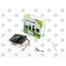 гнездо накладное 2 USB   1A+2,1A, 12-24В, посадочный размер 48х64мм, крышка, с подсветкой красной