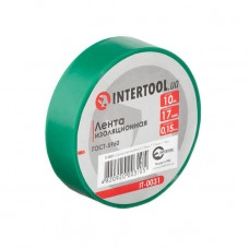 стрічка ізоляційна 10м х 17мм х 0,15мм зелена Intertool