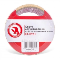 скотч 2-х сторонний тканевая основа   5м х 50мм, желтый Intertool