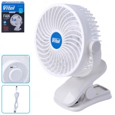 вентилятор 12 V (d 6" - 15,0 см) металевий на прищіпц, USB Vitol