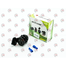 гнездо врезное 2 USB   1A+2,1A, 12-24В, крышка, с вольтметром и подсветкой красной