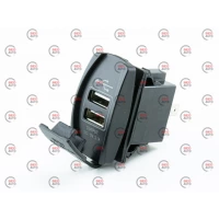 гніздо врізне 2 USB   3,1A, 12-24В посадкове 21,5х36мм, кришка, з підсвічуванням червоним, під TOYOT