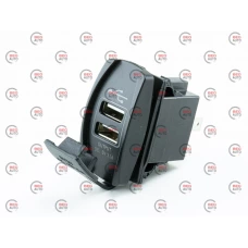 гнездо врезное 2 USB   3,1A, 12-24В посадочн. 21,5х36мм, крышка, с подсветкой красной, под TOYOTA