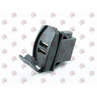 гніздо врізне 2 USB   3,1A, 12-24В посадкове 21,5х36мм, кришка, з підсвічуванням зеленим, під TOYOTA