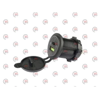 гнездо врезное 1 USB + Type C 3A "быстрая зарядка QC 3,0" 12-24В, крышка, подсветка синяя, с провом