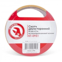 скотч 2-х сторонний полипропиленовая основа 5м х 50мм, желтый Intertool